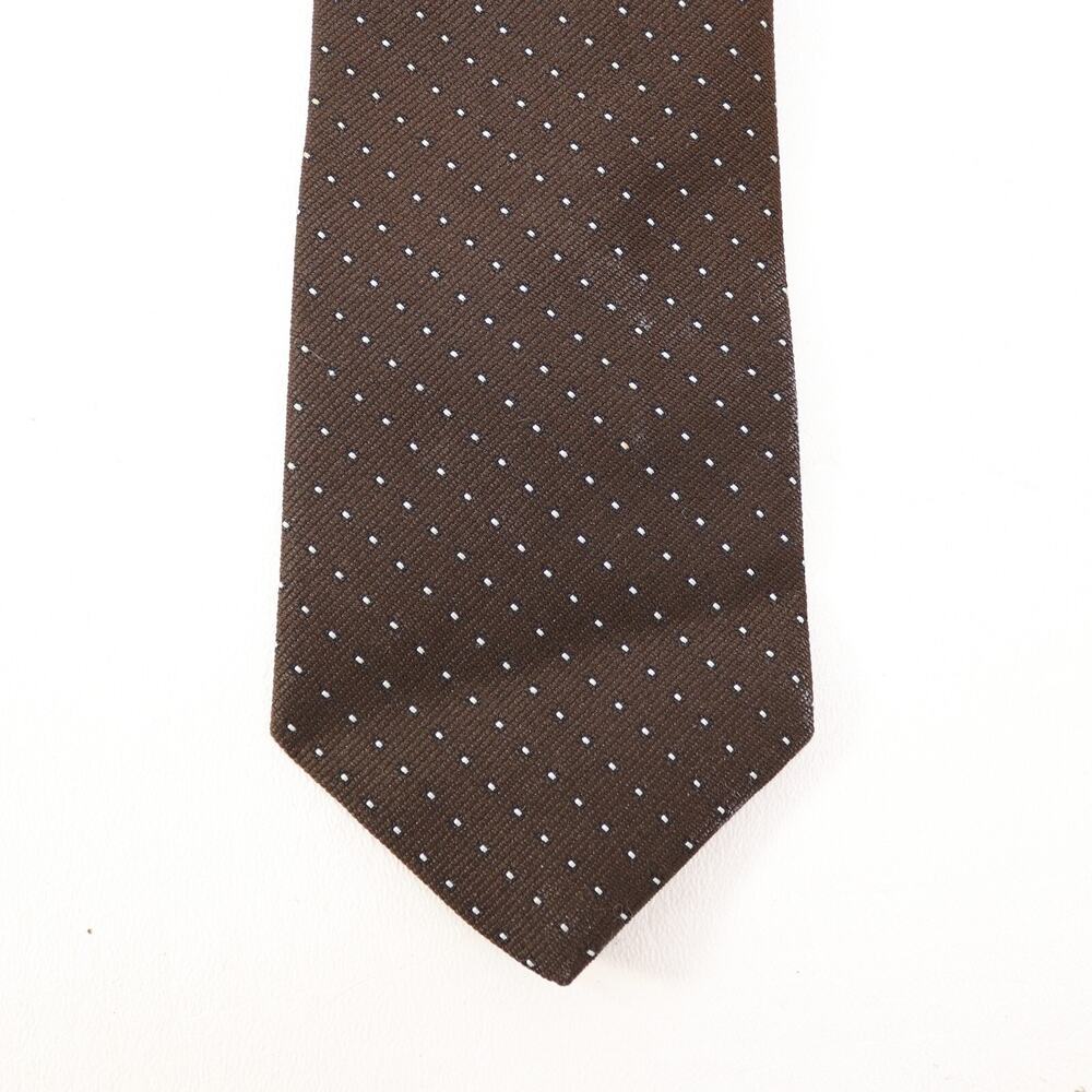 Vtg Oleg Casini By Burma Tie Mens 54 in Brown Silk Micro Polkadot ￼Wide